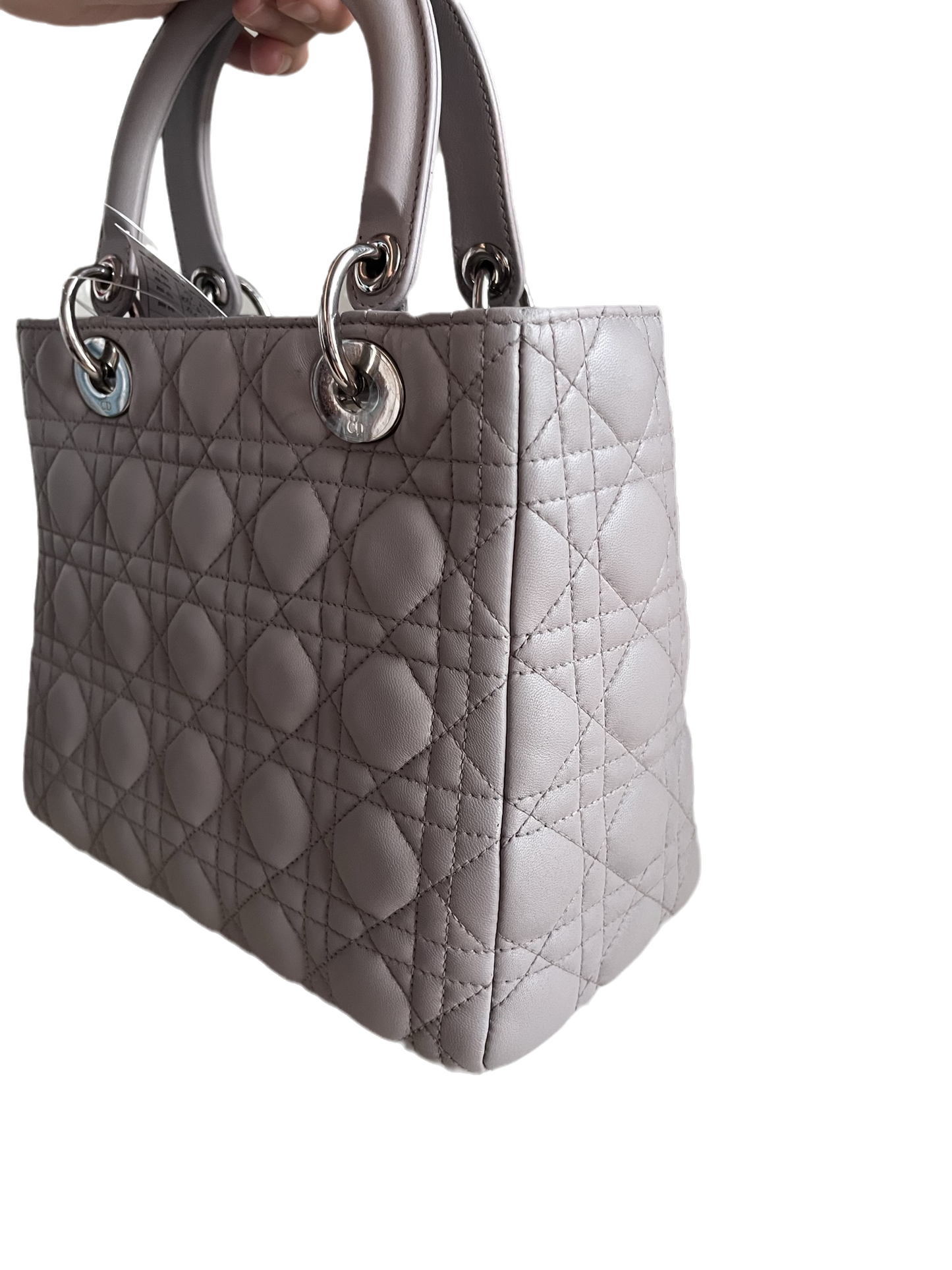 Lady Dior Grey Cannage Leather Medium no strap