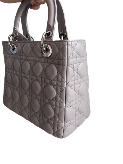 Lady Dior Grey Cannage Leather Medium no strap