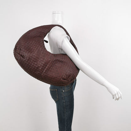 Bottega Veneta Belly Hobo Intrecciato Eggplant Purple Leather Large 50cm