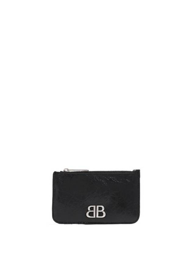 Luxury Balenciaga Trending 2025 BB Logo Zipper Card Wallet Black