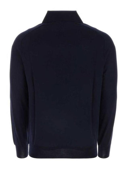 Luxury Bottega Veneta Long Sleeve Polo Knit Top Navy