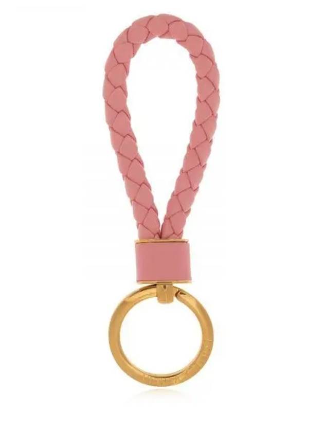 Luxury Bottega Veneta Intrecciato Lambskin Key Holder Pink