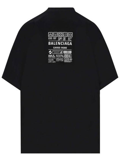 Luxury Balenciaga Trending 2025 Care Label Print Short Sleeve T-Shirt Black