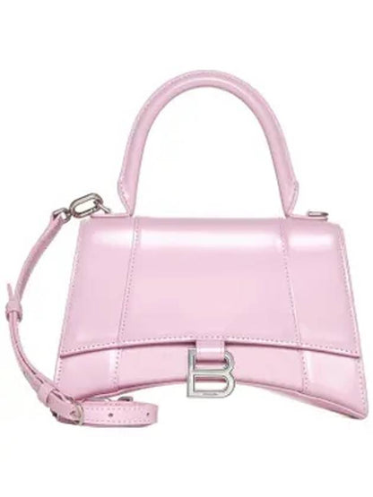 Luxury Balenciaga Trending 2025 Hourglass Shiny Box Calfskin Small Tote Bag Pink
