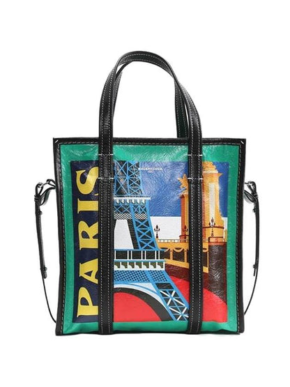 Luxury Balenciaga Trending 2025 Bazar Paris Graphic Tote Bag Green