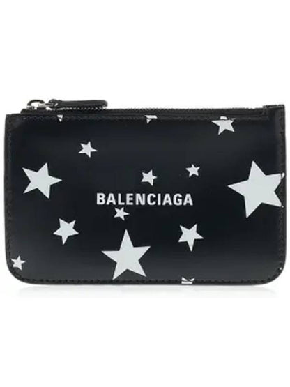 Luxury Balenciaga Trending 2025 Stars And Moon Print Card Wallet Black