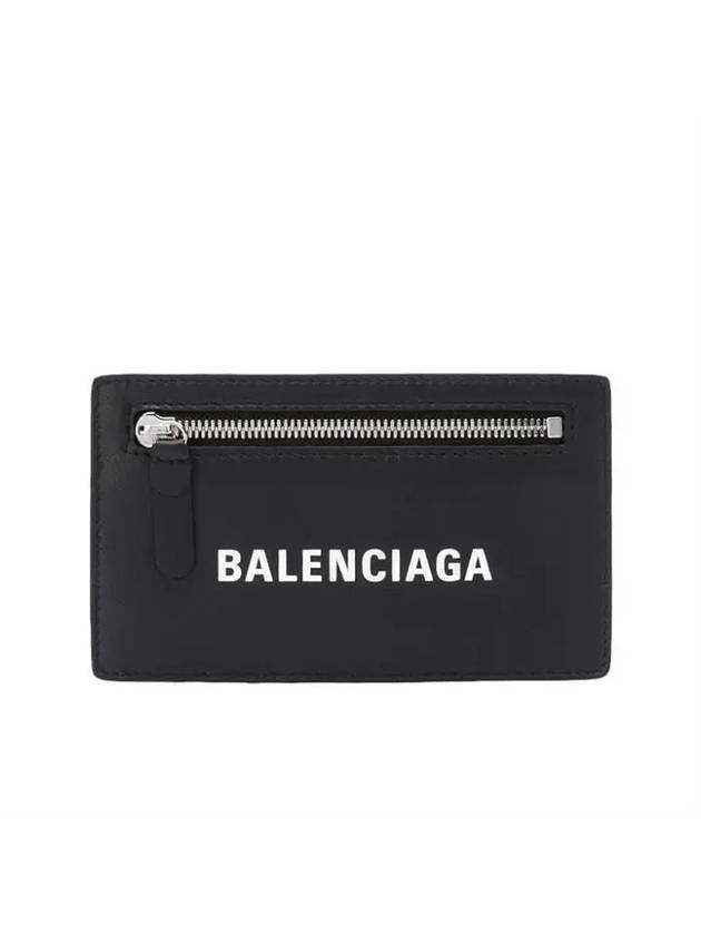 Luxury Balenciaga Trending 2025 Logo Leather Card Wallet Black
