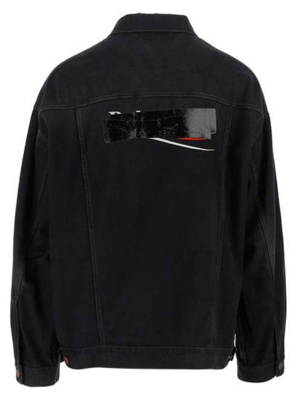 Luxury Balenciaga Trending 2025 Political Campaign Logo Oversized Denim Jacket Black