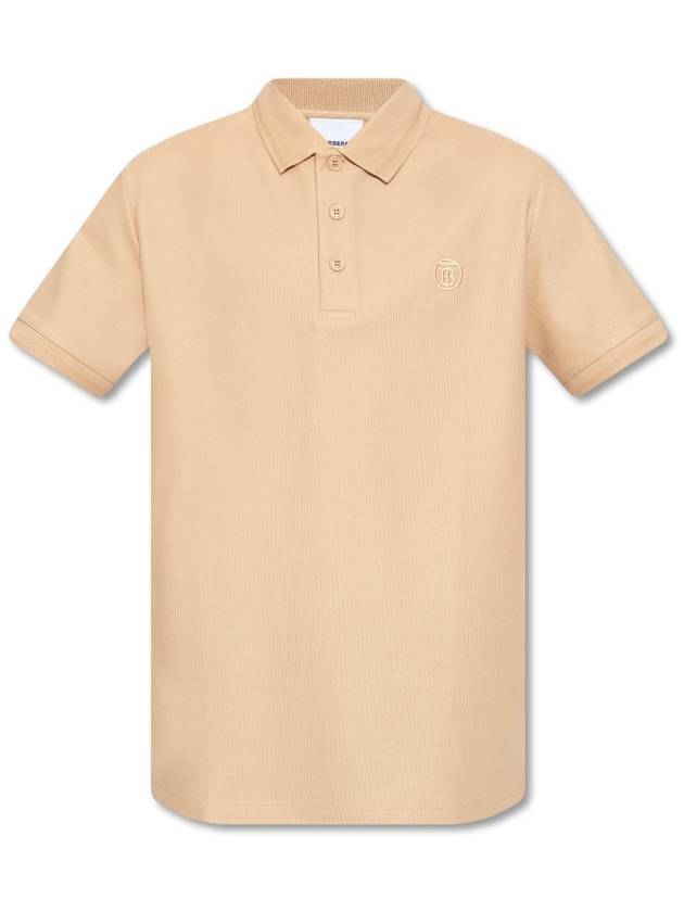 Luxury Burberry Monogram Motif Cotton Pique Polo Shirt Beige