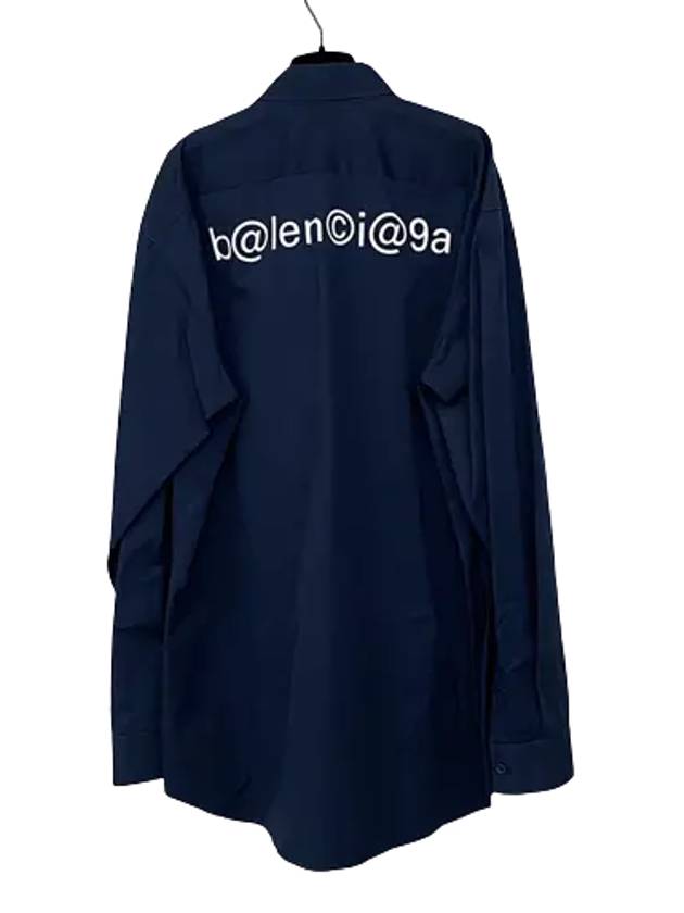 Luxury Balenciaga Trending 2025 Back Logo Long Sleeve Shirt Navy