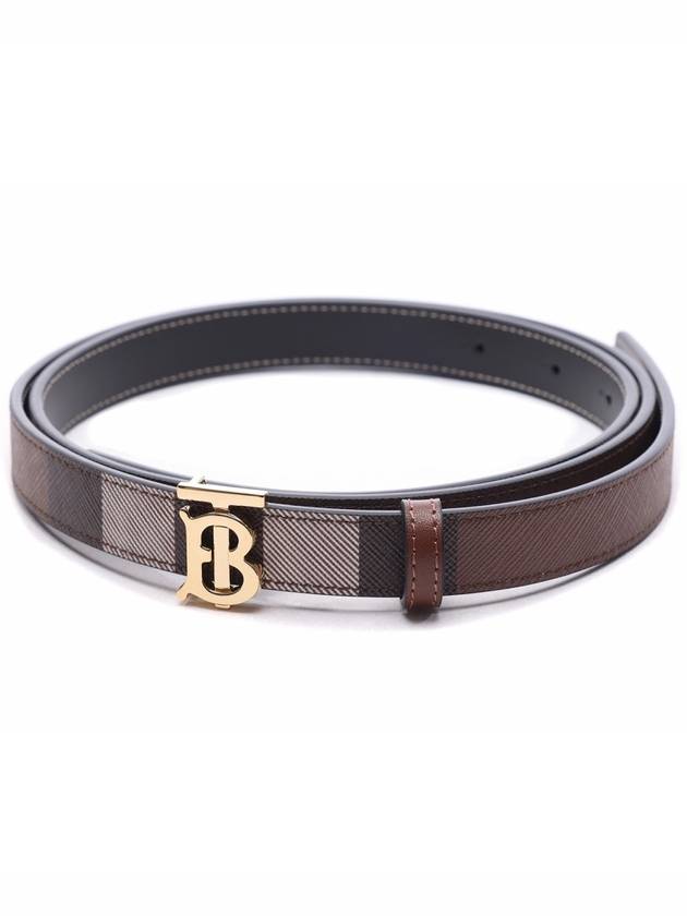 Luxury Burberry Reversible Checked Leather Belt Dark Birch Brown