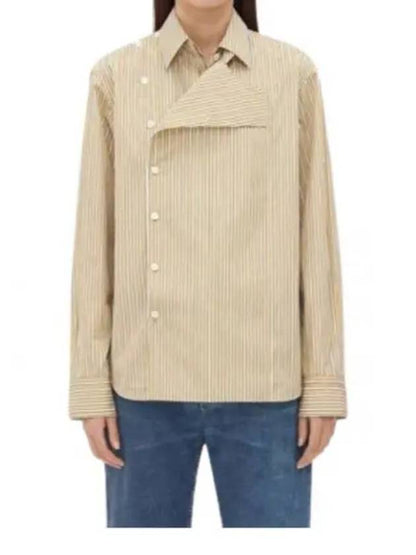 Luxury Bottega Veneta Striped Poplin Shirt Beige