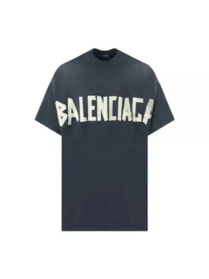 Luxury Balenciaga Trending 2025 Tape Type Cotton Short Sleeve T-Shirt Black