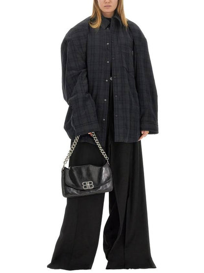 Luxury Balenciaga Trending 2025 Checked Pattern Long Sleeve Shirt Grey