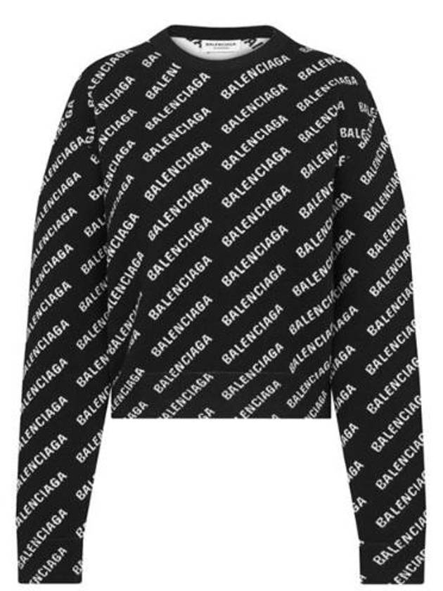 Luxury Balenciaga Trending 2025 All-Over Mini Logo Wool Knit Top Black