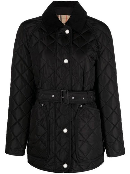 Luxury Burberry Diamond Quilted Nylon Jacket Black