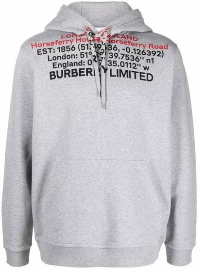 Luxury Burberry Location Cotton Hoodie Grey