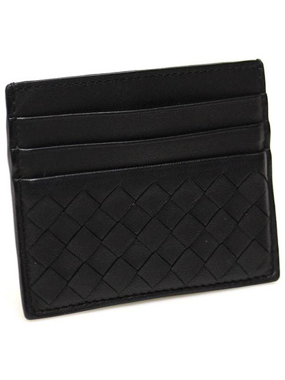 Luxury Bottega Veneta 162150 Black Intrecciato Nappa VN Card Wallet