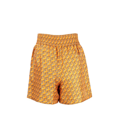 Burberry SIze 36 Unicorn Print Shorts Silk Orange /Multicolour