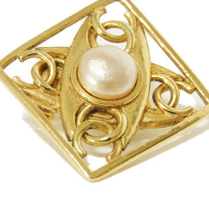 CHANEL Earring Fake pearl Ivory CC mark Quadruple COCO Mark Pearl