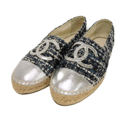 CHANEL Slip-on G29762 tweed Navy CC mark COCO Mark espadrilles