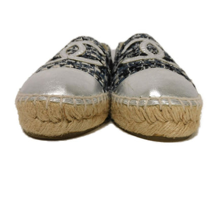CHANEL Slip-on G29762 tweed Navy CC mark COCO Mark espadrilles