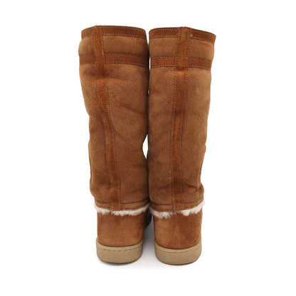 CHANEL Matelasse MoutonBoots CamelG26557 Suede Mouton Size 36