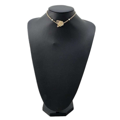 CHANEL Camellia motif choker Champagne GoldABE419 Metal Faux Pearl  Rhinestone