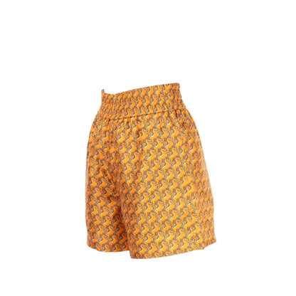 Burberry SIze 36 Unicorn Print Shorts Silk Orange /Multicolour