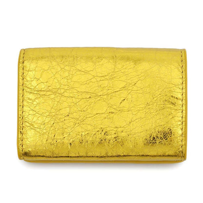 BALENCIAGA Paper mini wallet Gold391446 Leather