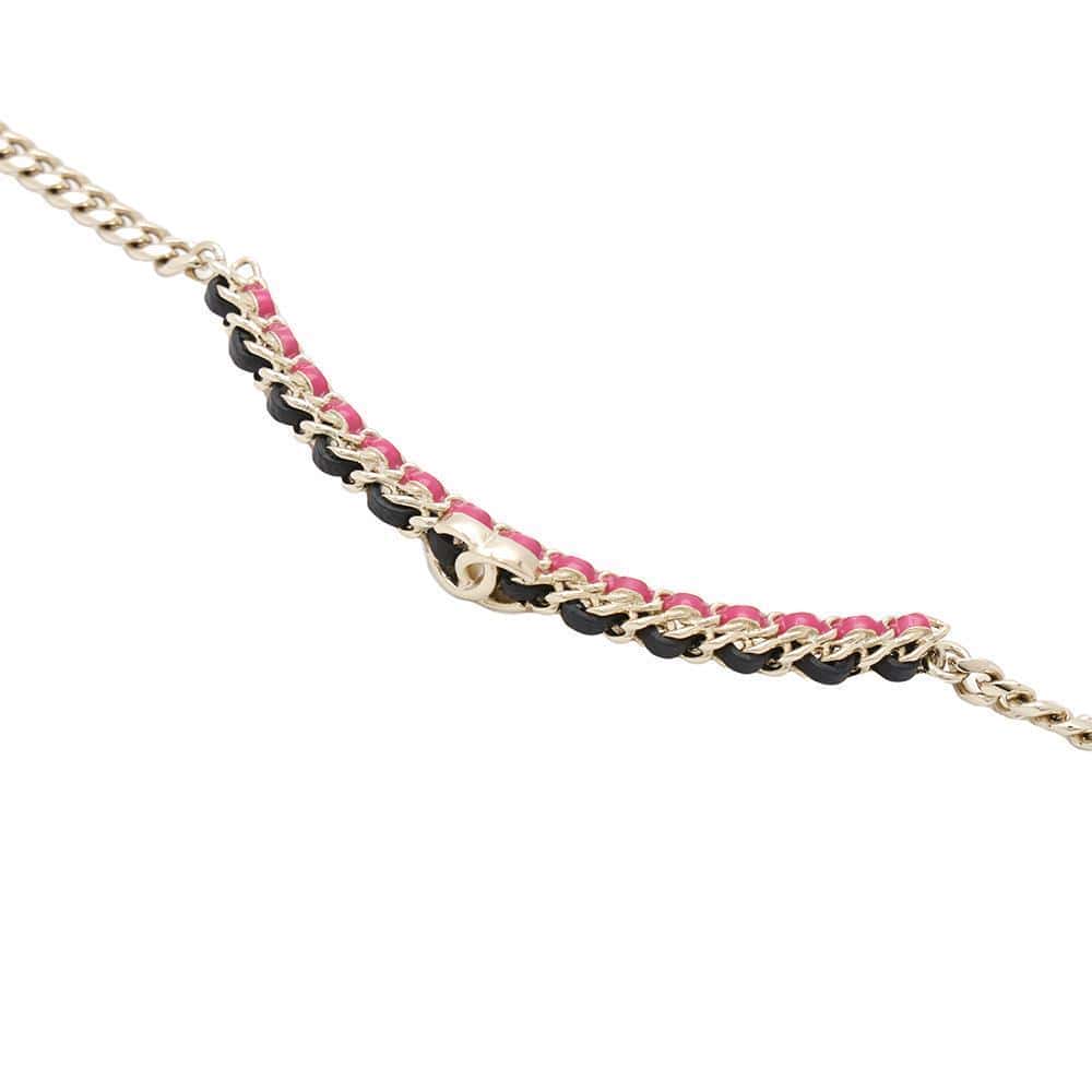 CHANEL CC Logo Choker Black/Pink Metal