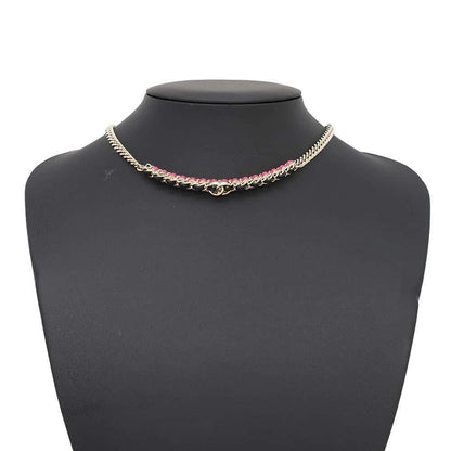 CHANEL CC Logo Choker Black/Pink Metal