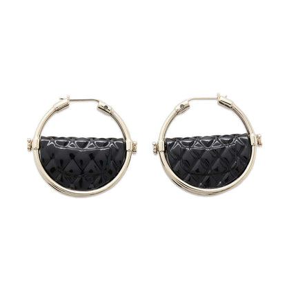 CHANEL CC Logo hoop earrings BlackAB9850 Metal