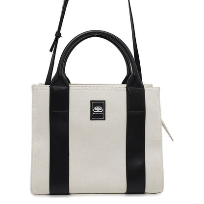BALENCIAGA Trade S 2WAY Handbag Beige/Black620884 Canvas Leather