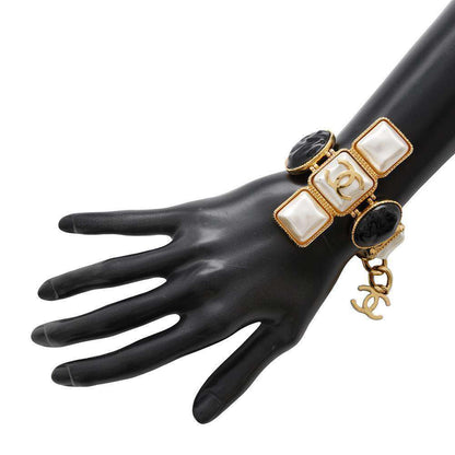 CHANEL Gripoa Bracelet Black/White/Gold Metal