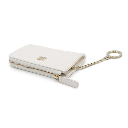 CHANEL L-shaped zip coin purse WhiteAP0221 Caviar Leather