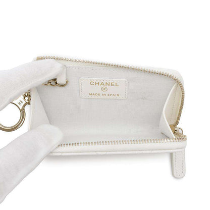 CHANEL L-shaped zip coin purse WhiteAP0221 Caviar Leather