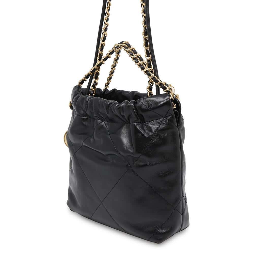 CHANEL CHANEL22 Pearl/Logo Chain 2WAY Shoulder Bag BlackAS3980 Shiny Calf Leather Size Mini