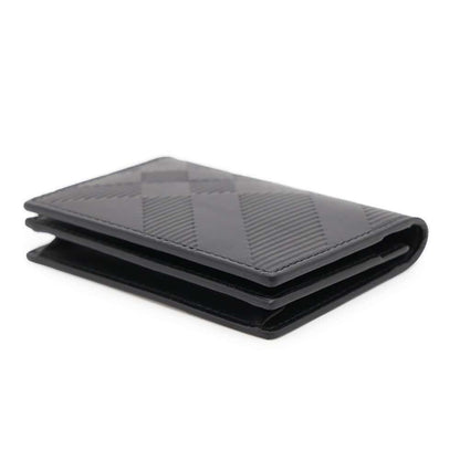 BURBERRY Embossed Check Bifold Card Case Black8103993 Leather
