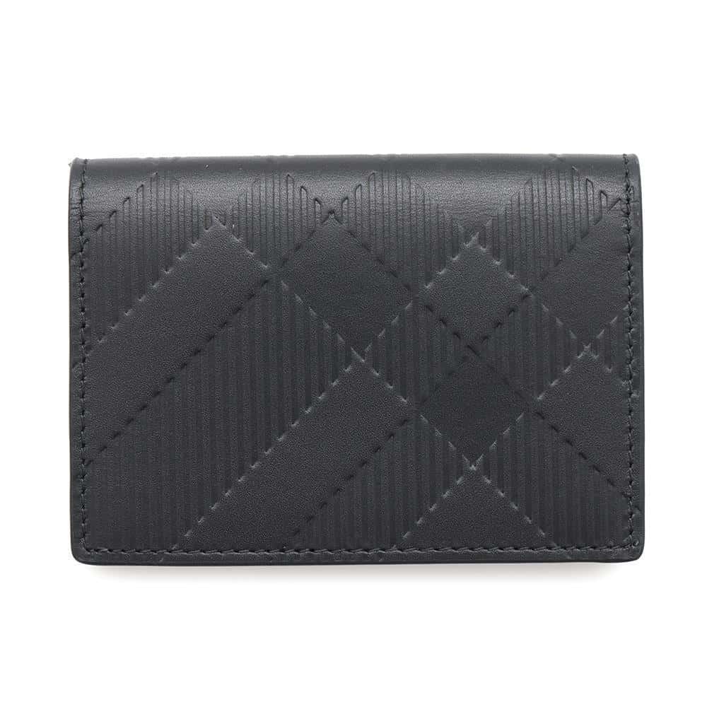 BURBERRY Embossed Check Bifold Card Case Black8103993 Leather