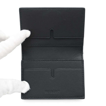 BURBERRY Embossed Check Bifold Card Case Black8103993 Leather