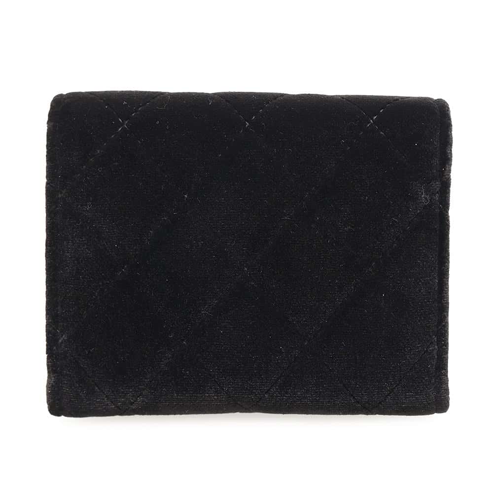 CHANEL Matelasse Coin purse Black Velour/Rhinestone