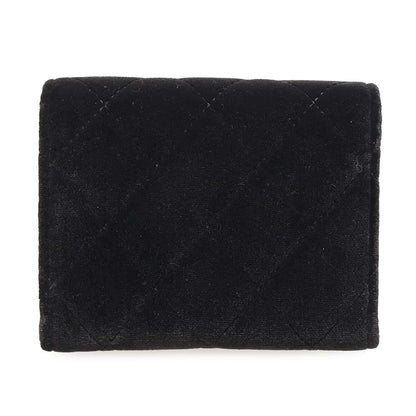 CHANEL Matelasse Coin purse Black Velour/Rhinestone