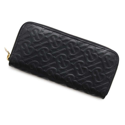 BURBERRY TB logo Zip Around Long Cloth Black8011601 Leather