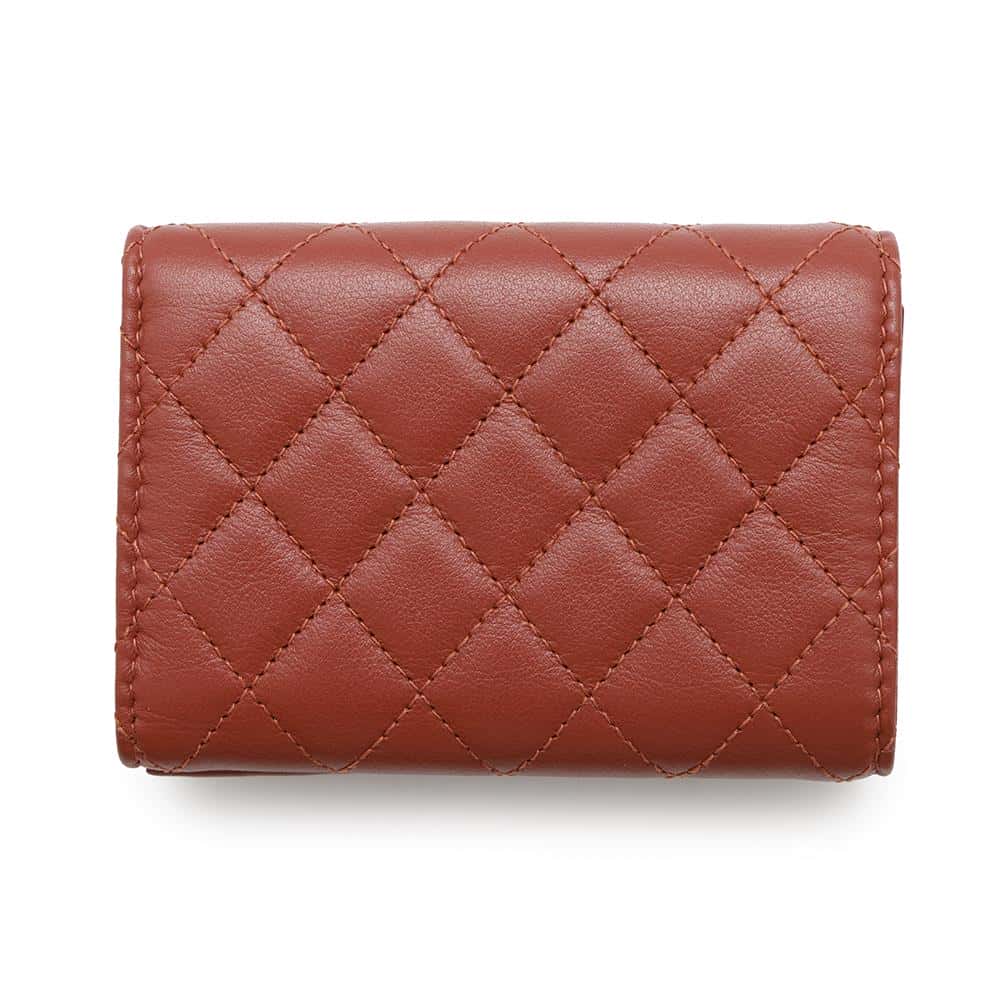 CHANEL Boy Chanel Compact Wallet BrownRedA84432 Lambskin