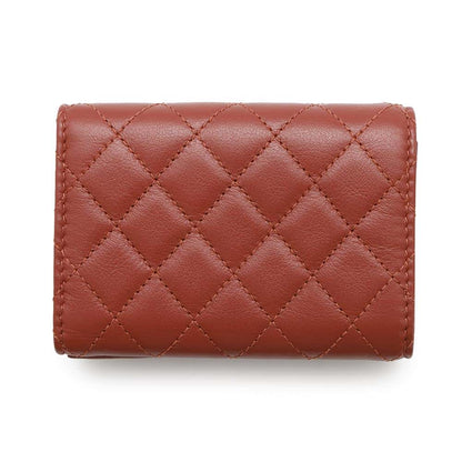 CHANEL Boy Chanel Compact Wallet BrownRedA84432 Lambskin