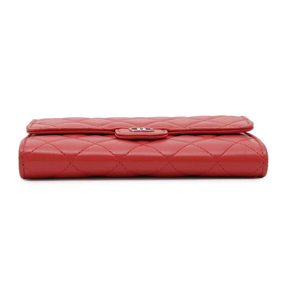 CHANEL Matelasse Chain wallet Red Lambskin