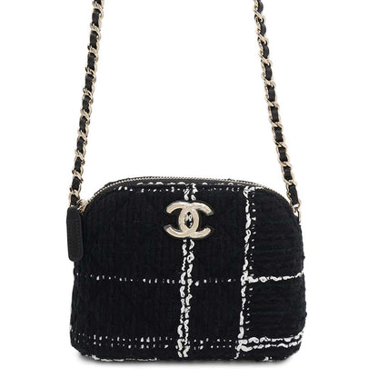 CHANEL PochetteChainShoulder Black Tweed