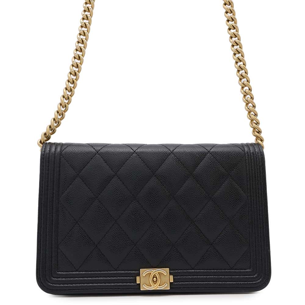 CHANEL Boy Chanel Chain Wallet BlackAP1117 Caviar Leather