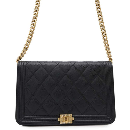 CHANEL Boy Chanel Chain Wallet BlackAP1117 Caviar Leather